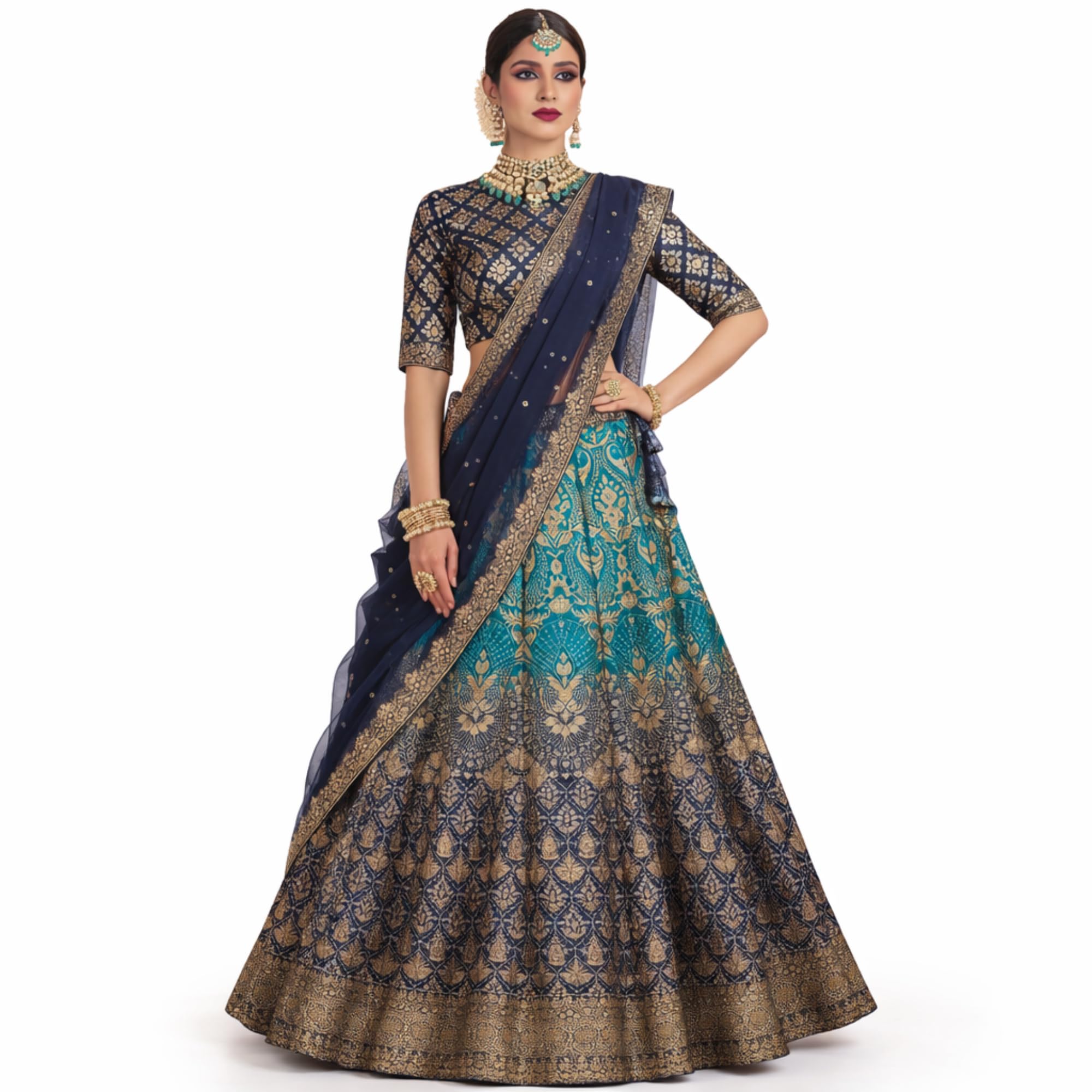 Women’s Semi-Stitched Lehenga Choli Dupatta Set | Unstitched Blouse with Net/Satin Dupatta | Festive, Wedding & Ethnic Wear Lehenga Set for Women