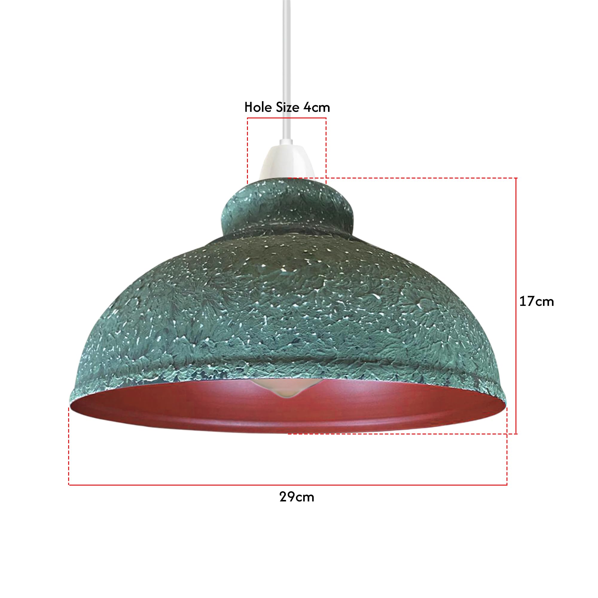 LEDSone Metal Easy Fit Lampshade Retro Industrial Ceiling Lighting Shade Hanging Pendant 29cm Curvy Shade Light Fixture for Kitchen Dining Room Lights E27 (Green Camouflage) - Image 3