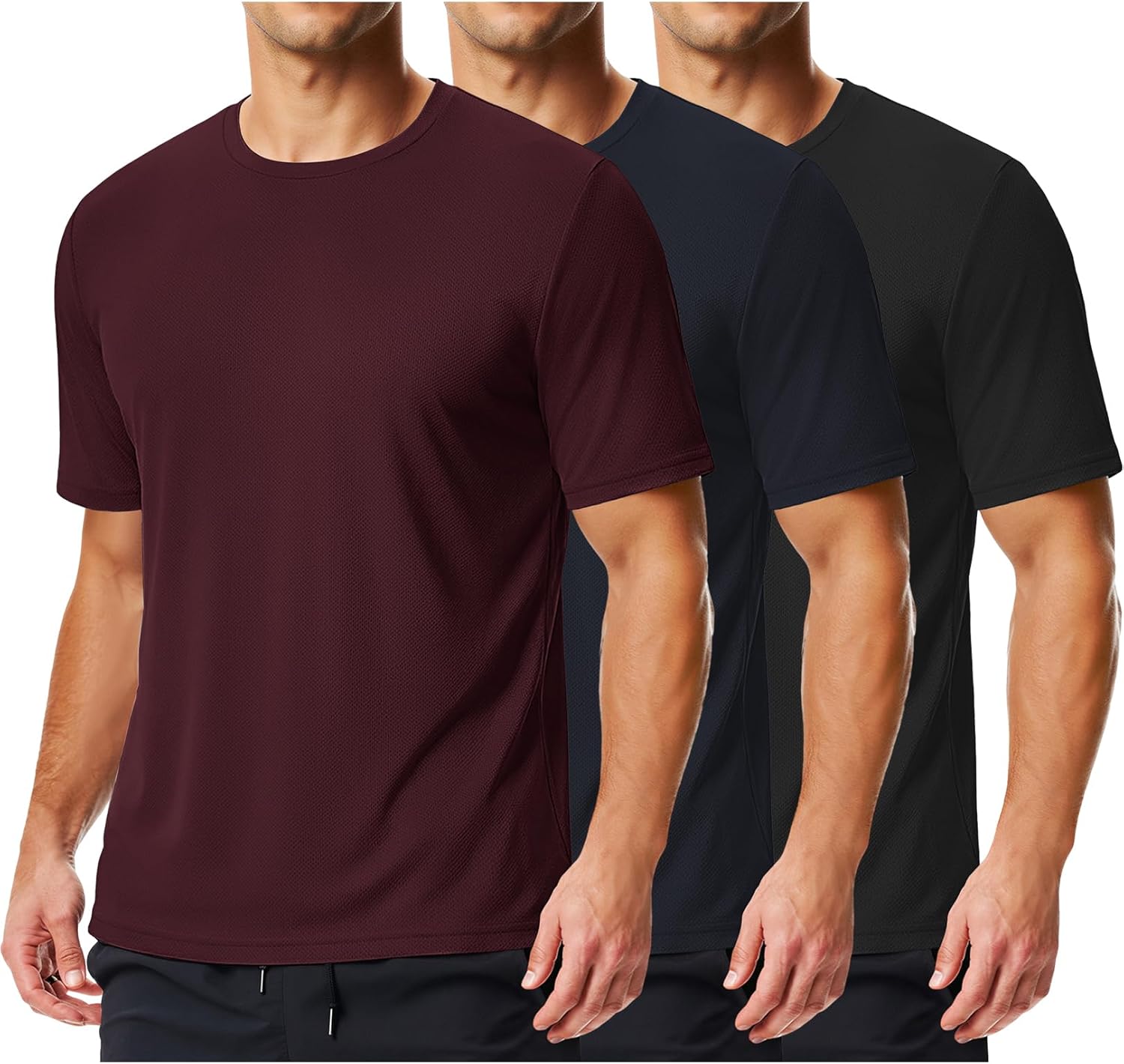 COOFANDY 3 Pack Men's Athletic T-Shirts Short Sleeve - Quick Dry Moisture Wicking Workout Shirts for Running, Gym, Casual