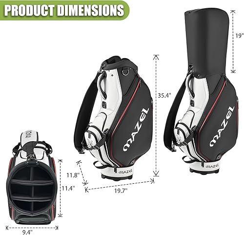 Miniatura 2 de MAZEL Bolsa de carrito de golf con capucha para lluvia, 6 palos de golf de cuero excelente para hombres y mujeres