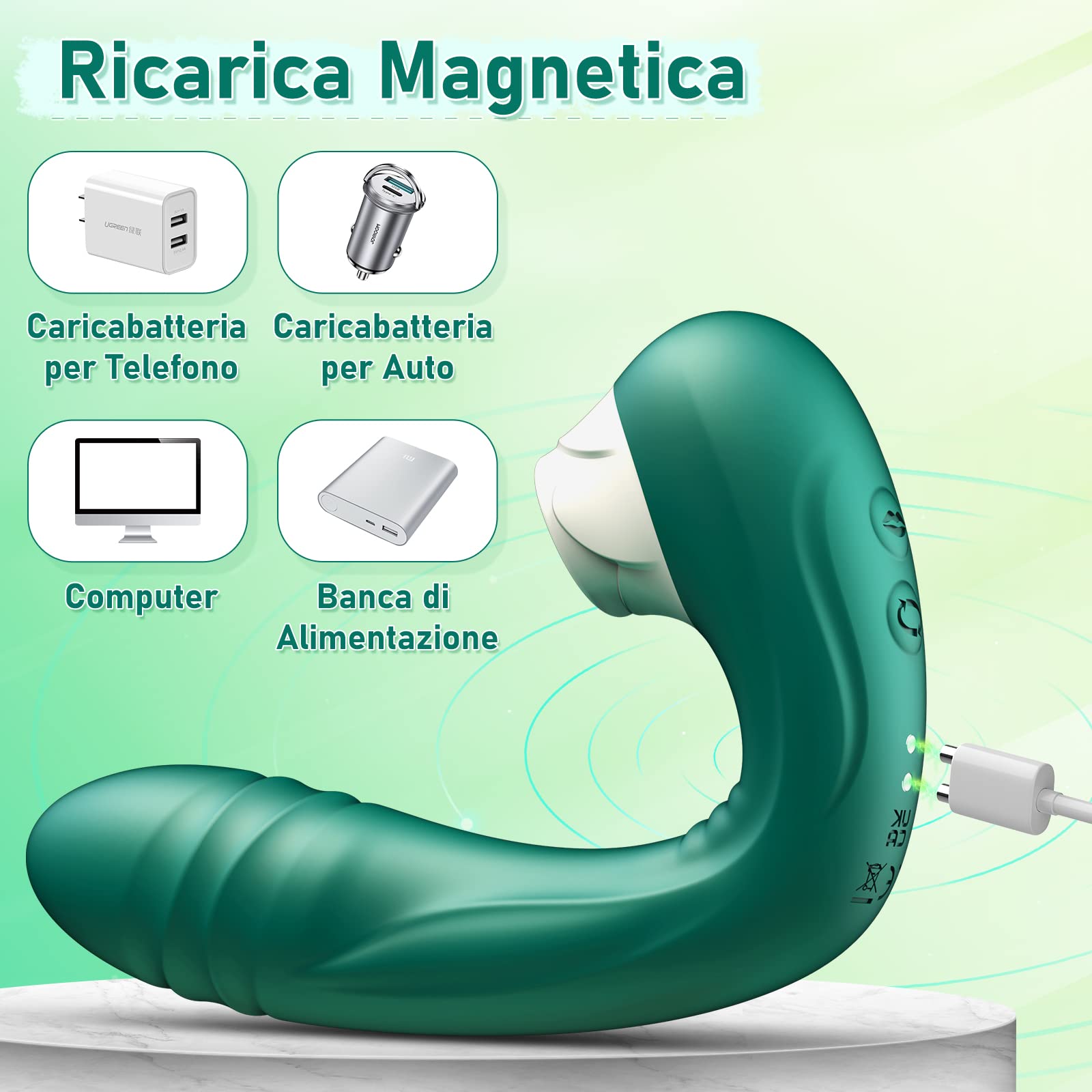 Vibratore per Punto G per Donne, Vibratore Dildo di Coppia con 10 Modalità di Spinta e Leccata, Vibratore Anale è Giocattoli Sessuali Ricaricabili con Stimolazione Clitoride, Silicone Vibratore