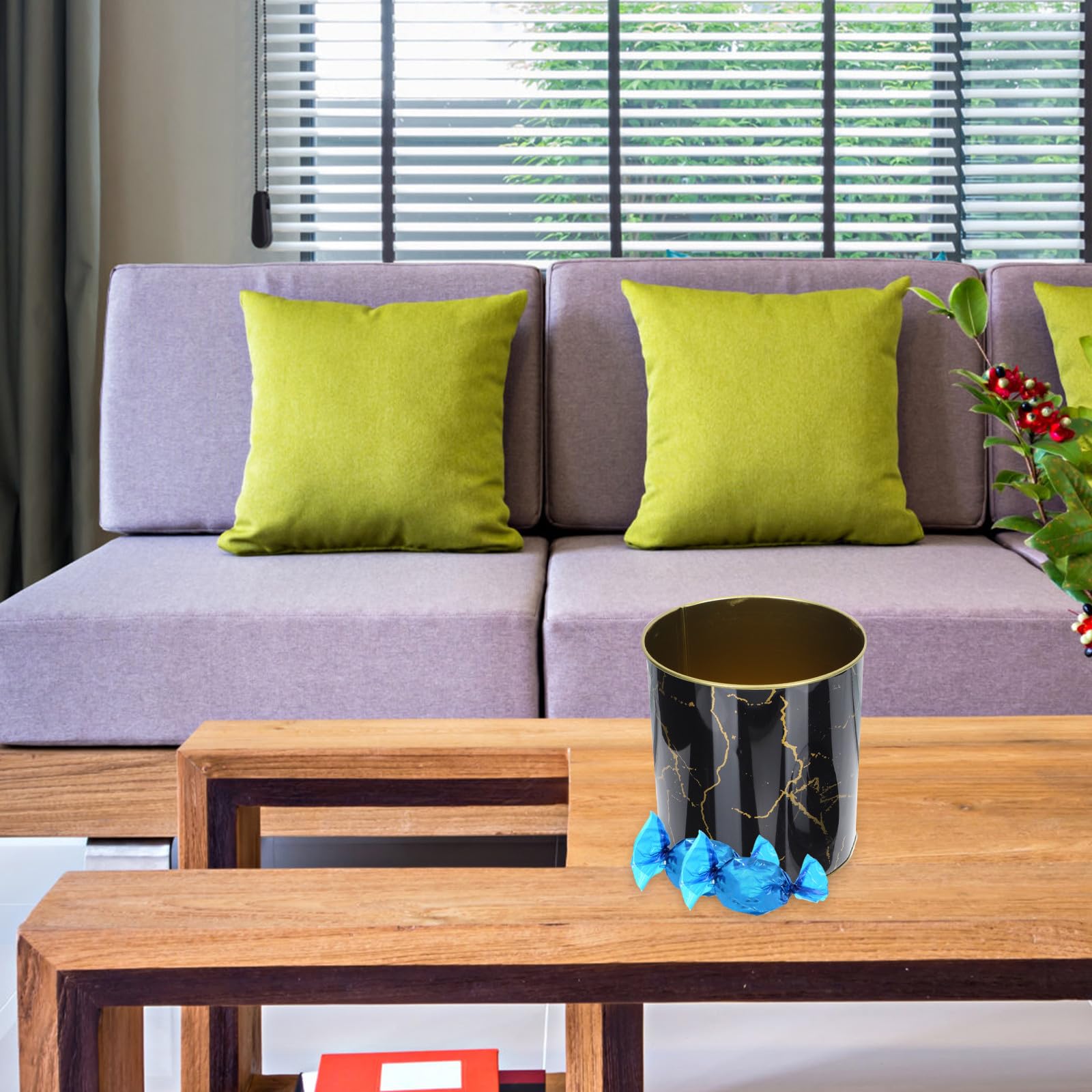 NUOBESTY Set 2 Pezzi Biscottiera in Latta Nero Design Nordico, Contenitore Biscotti e Caramelle con Coperchio, Leggero e Decorativo per Casa e Festa