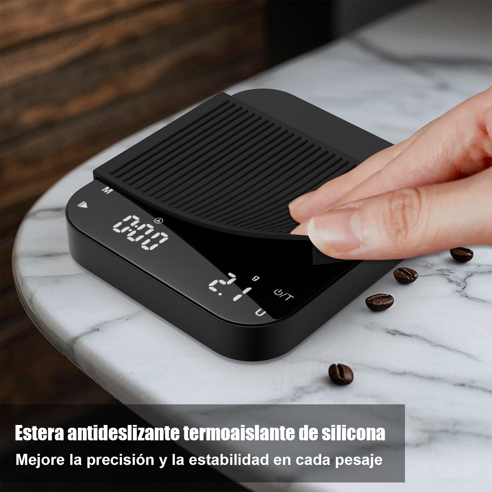 Diyife - Báscula de café de precisión de 0,1 g con temporizador, báscula recargable de espresso de 3 kg/0,1 para café vertido, báscula digital con pantalla LCD retroiluminada, tara automática