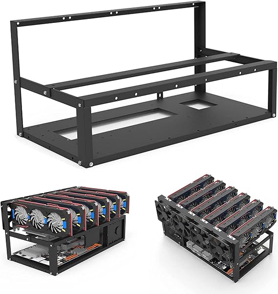 Open mining rig frame, 6 GPU mining frame, supports ATX motherboard direct plug, mining rig frame with ATX, for bitcoin mining by Tophacker