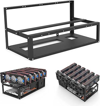Open mining rig frame, 6 GPU mining frame, supports ATX motherboard direct plug, mining rig frame with ATX, for bitcoin mining by Tophacker