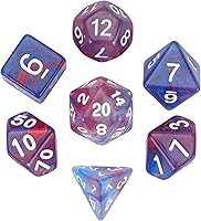 Vista 38 de Juego de dados DND de 7 dados poliédricos con una bolsa de dados de cuero, juego de dados D&D para juegos de mesa RPG (negro)