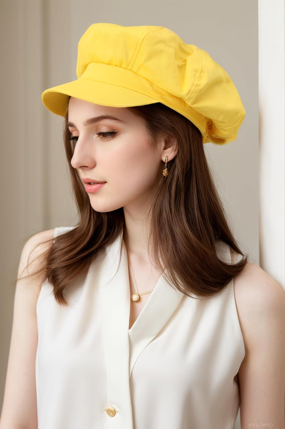 Newsboy Hats for Women -100% Cotton Womens Newsboy Cap Vintage Cabbie Hat - Pageboy Hats for Women Girls Ladies Gift (Cotton, Yellow) - Image 4