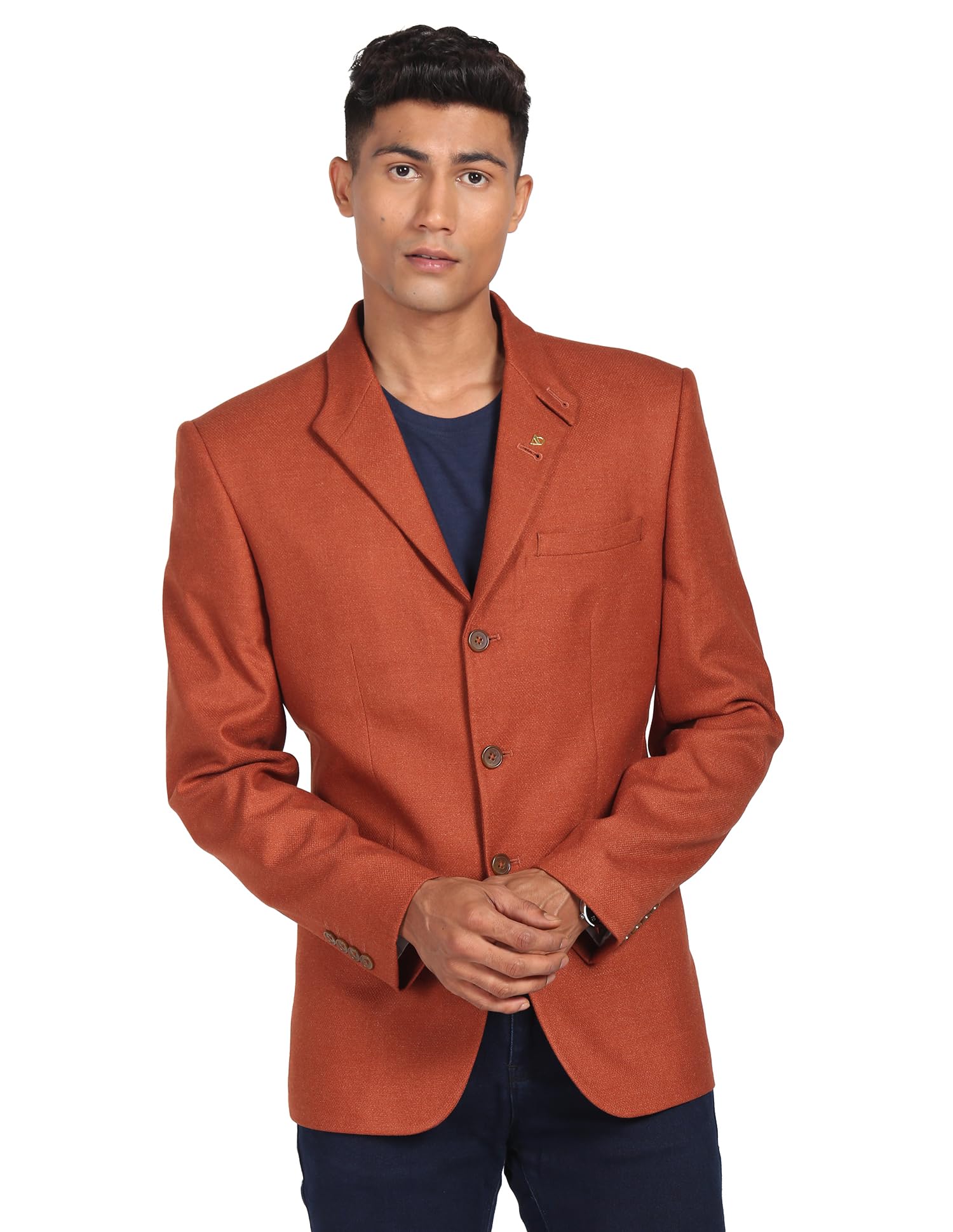 arvind AD Dobby Convertible Collar Blazer-picture-29