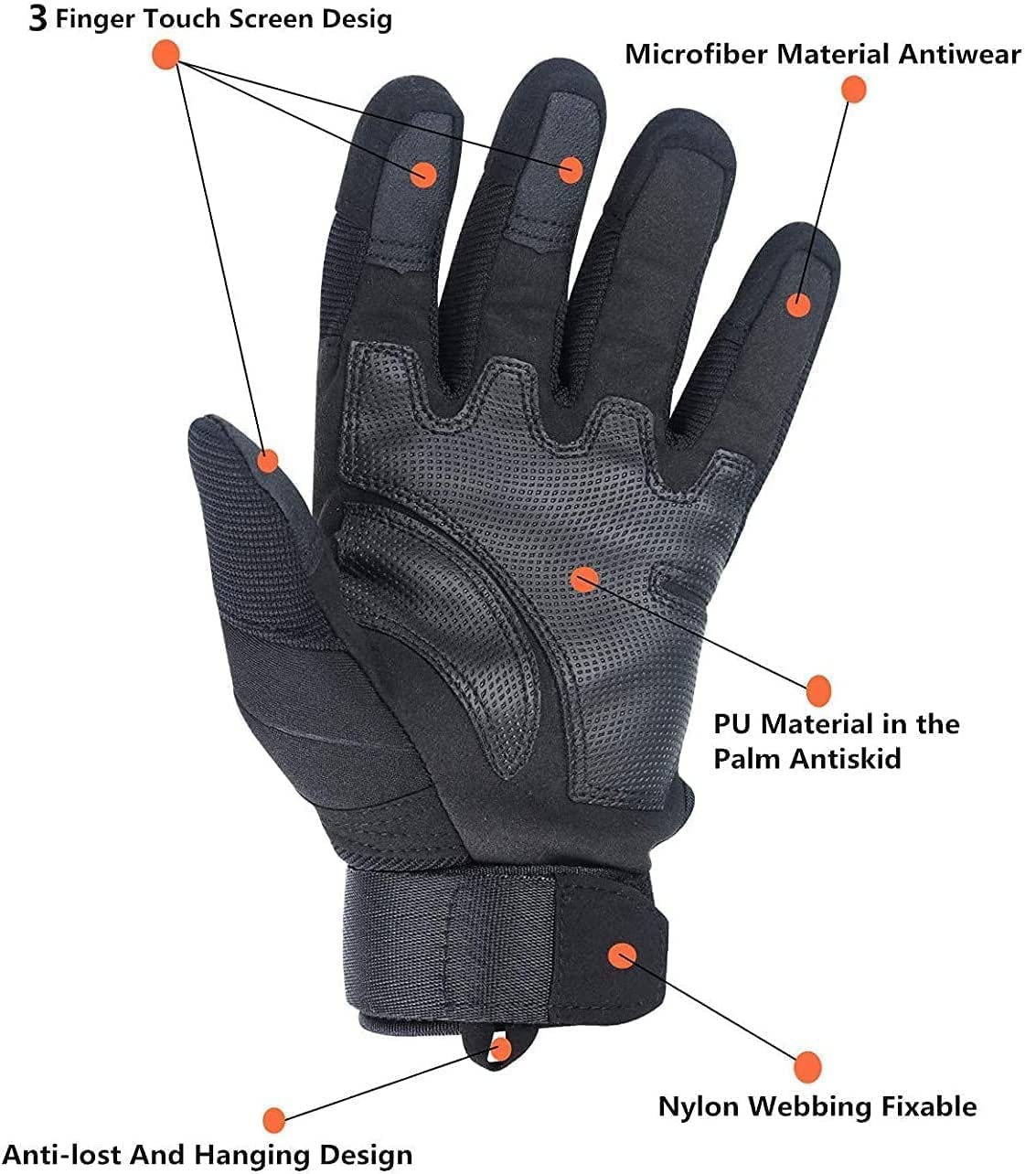 Habiba Mitones Guantes de Pantalla táctil, Guantes de Hombre para conducción al Aire Libre, Motocicletas, protección de articulaciones, Guantes de Dedo Completo para Hombre, Negro Cálido