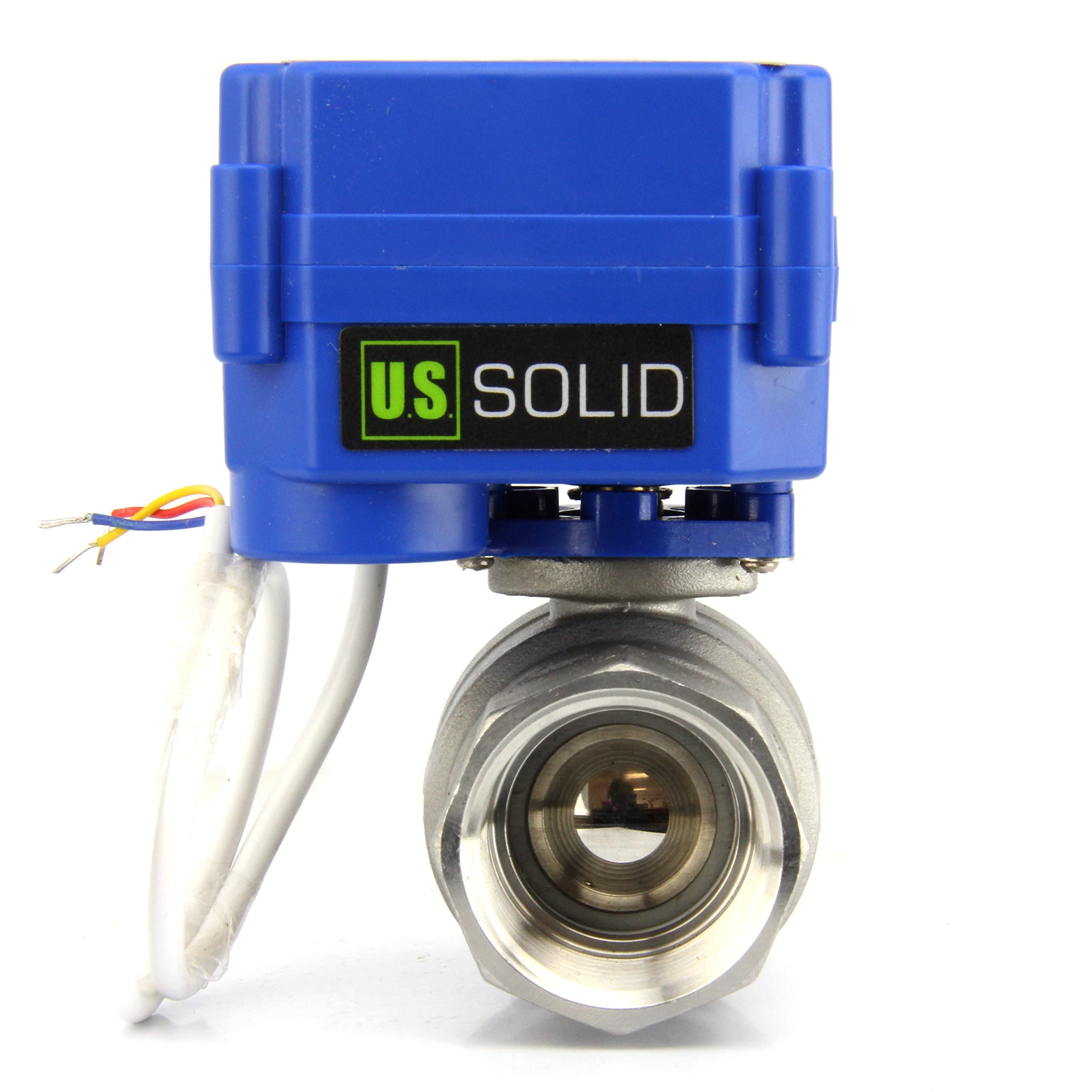 U.S. Solid Valvola a sfera motorizzata 1" in acciaio inox – Porta completa, 9–24 V AC/DC, configurazione a rottura positiva 3 fili