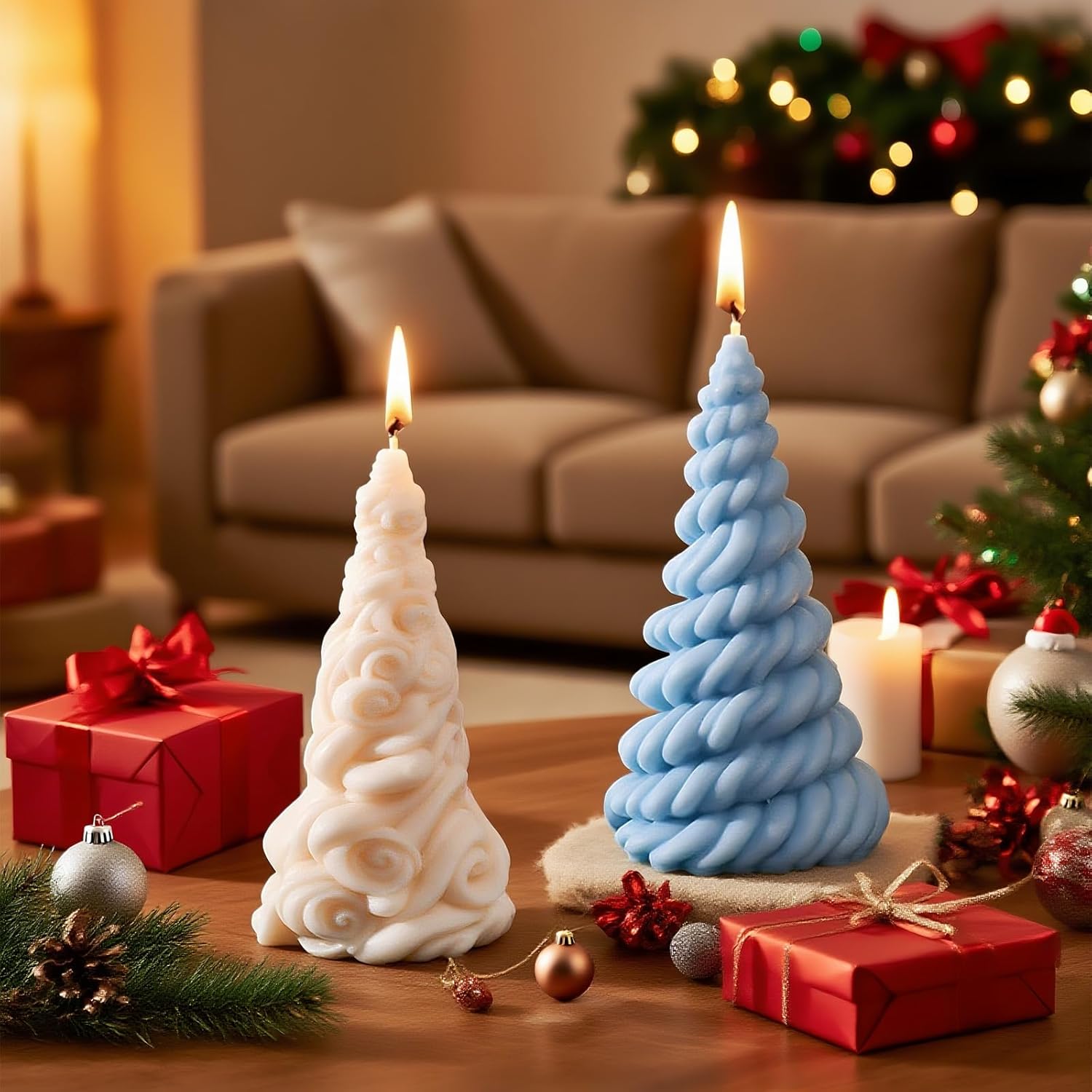 クリスマスツリーキャンドル型、3Dスパイラルコーンクリスマスツリー型、キャンドル作り用シリコンキャンドル型、エポキシ樹脂鋳造型、DI