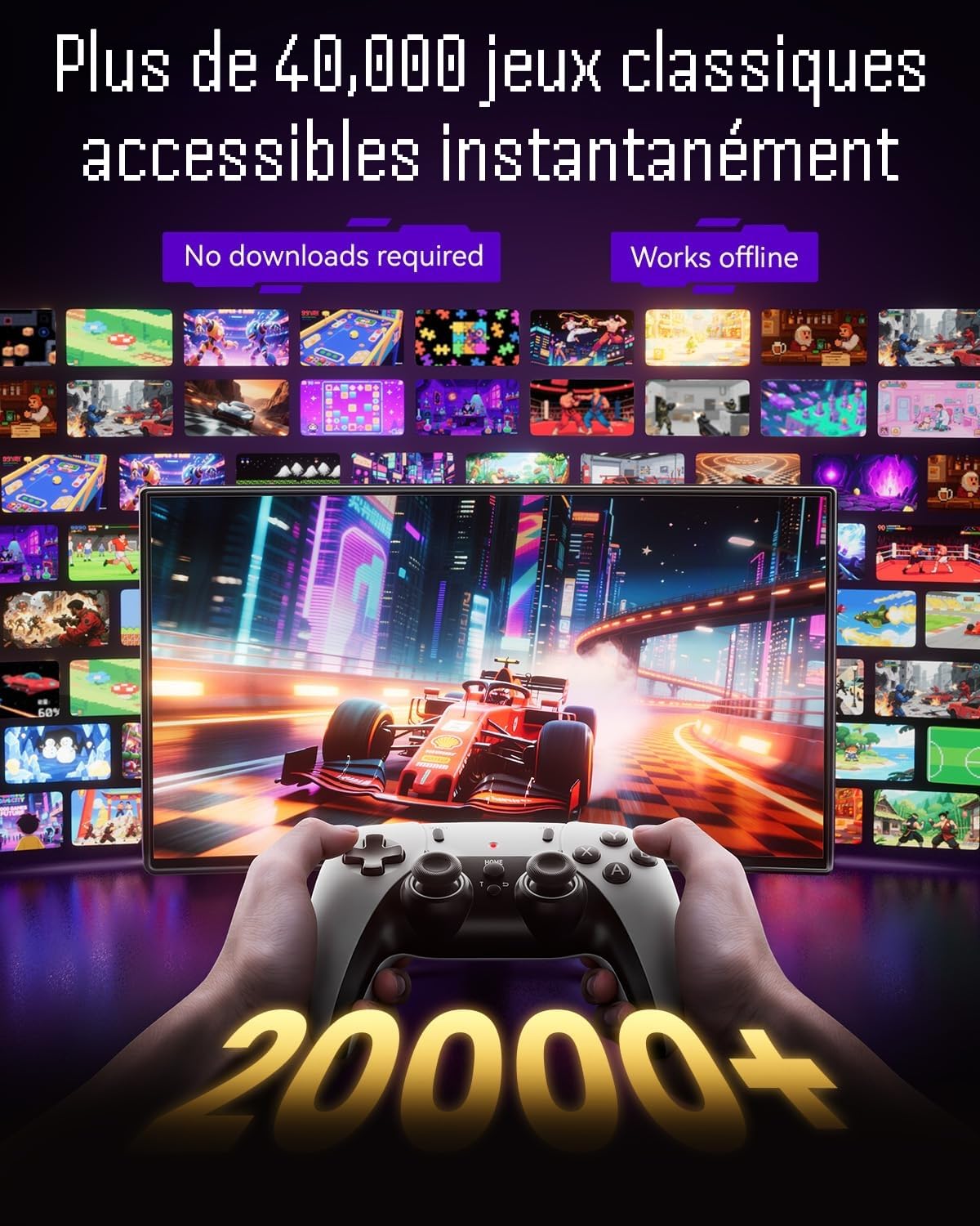 rexoplay - l'expérience rétro Gaming Ultime Console de Jeux rétro, avec HDMI 4K, 23 émulateurs intégrés, Plus de 40000 Jeux - Plug & Play avec manettes sans Fil Dual 2.4G