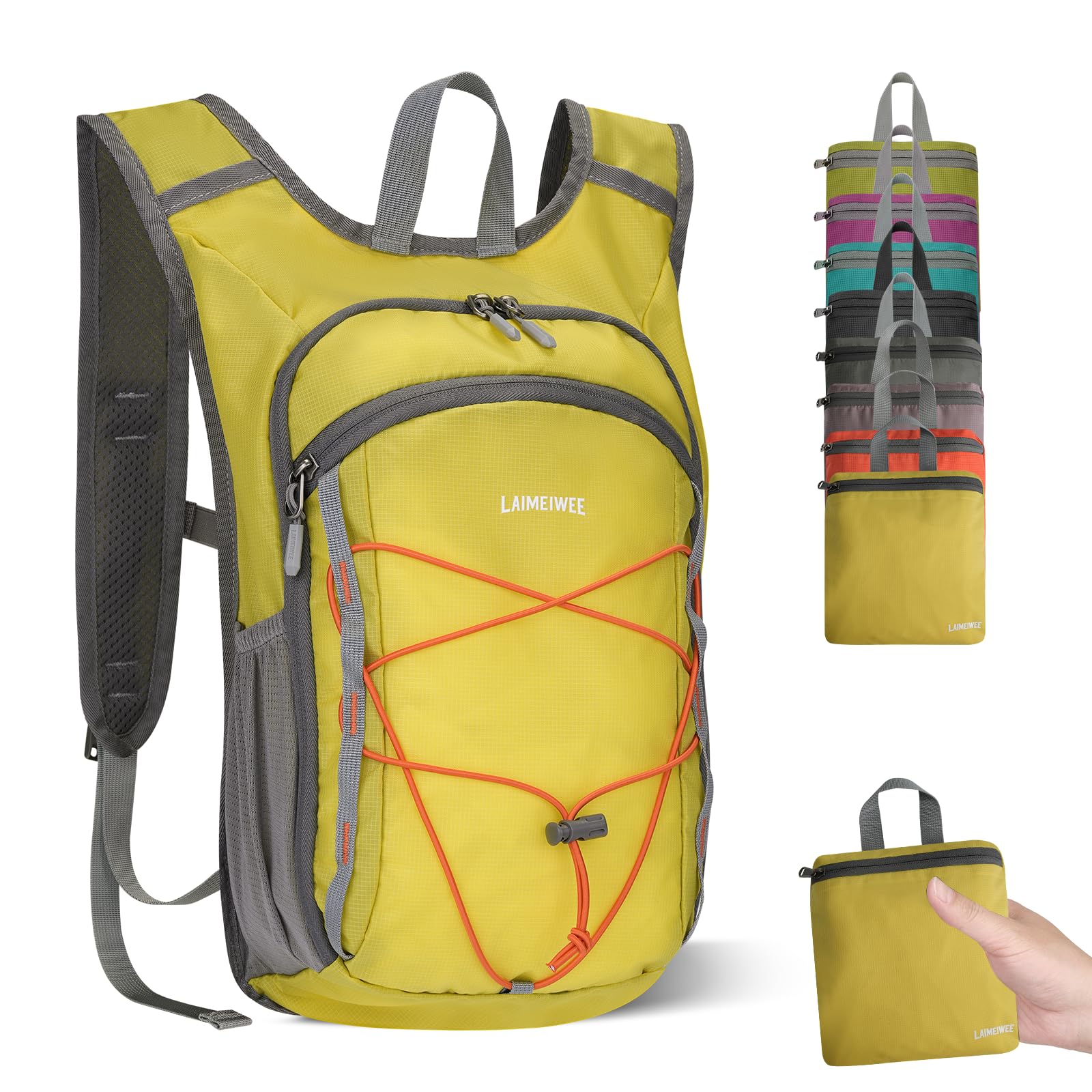 LAIMEIWEE Wanderrucksack Klein 13L Faltbarer Rucksack Damen Herren Tagesrucksack Daypack Ultraleicht Trekkingrucksack Reiserucksack Packable Hiking Backpack für Outdoor Wandern Reisen