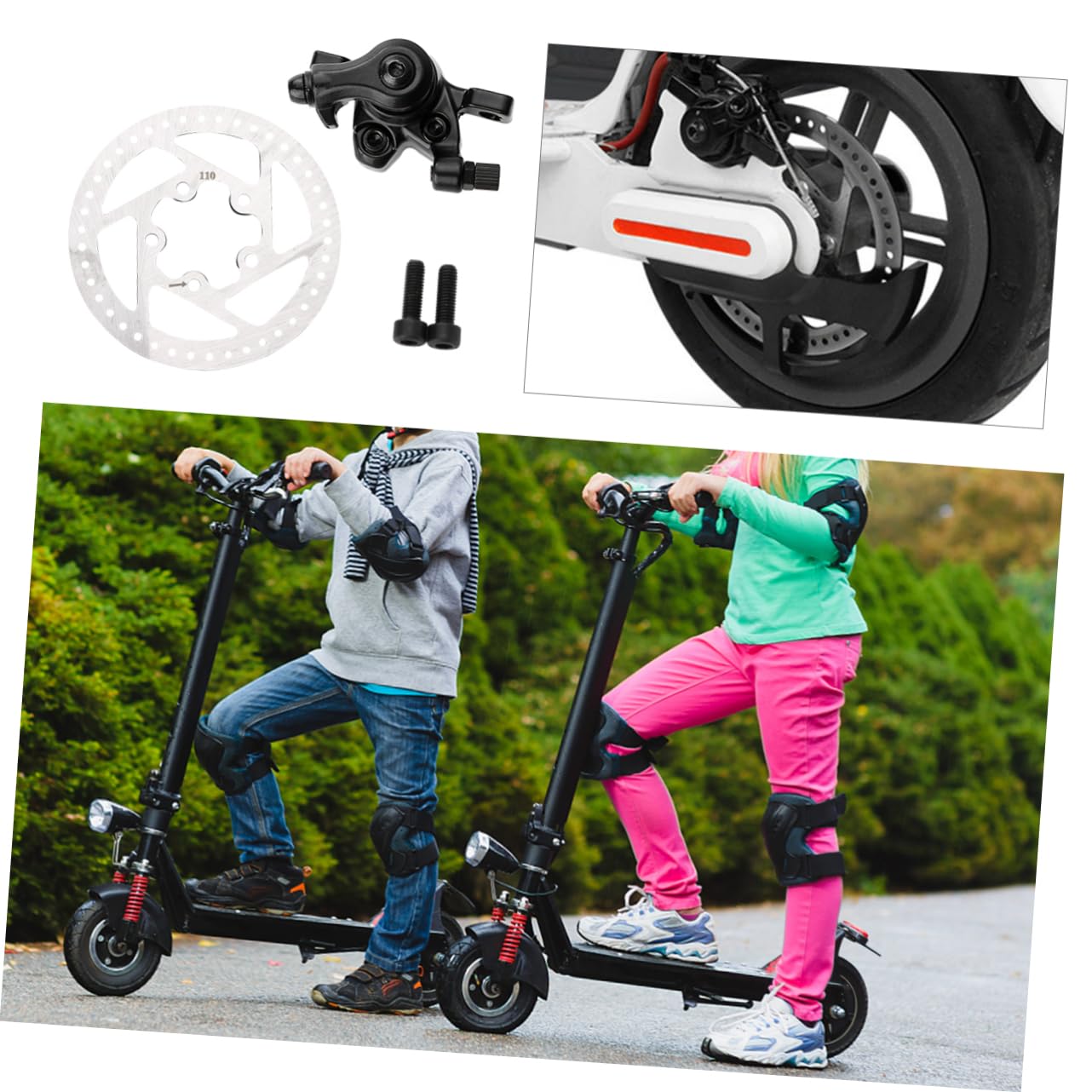 YARNOW Kit Freno a Disco per Scooter M365, Bianco Metallo | Ricambio per Pezzo Danneggiato o Usurato, Robusto e Facile da Installare, Accessorio Monopattino Elettrico