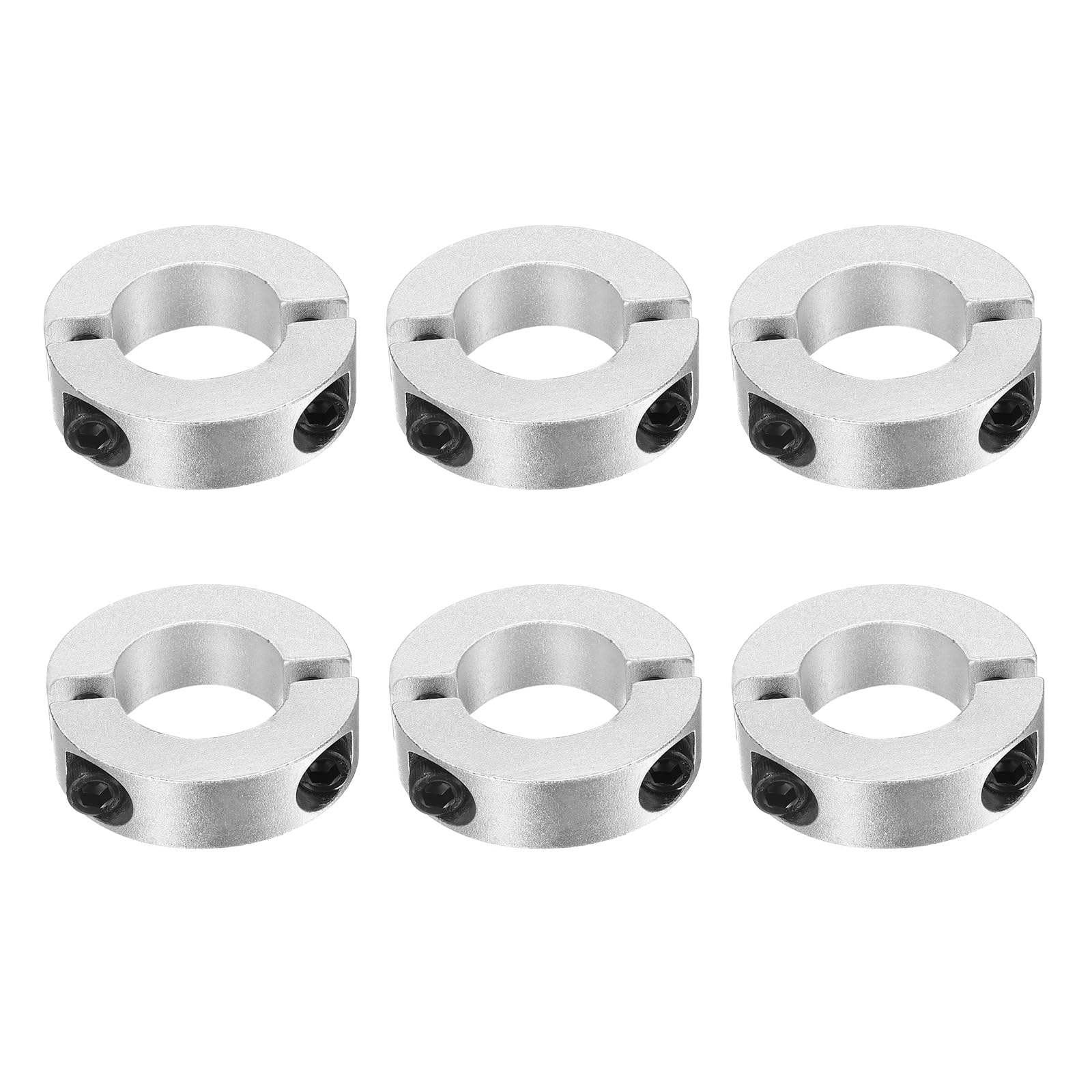 sourcing map Lot de 6 colliers de serrage à double axe fendu, alésage de 30 mm, collier de serrage en deux parties de 55 mm de diamètre extérieur 15 mm d'épaisseur, ensemble de vis en alliage