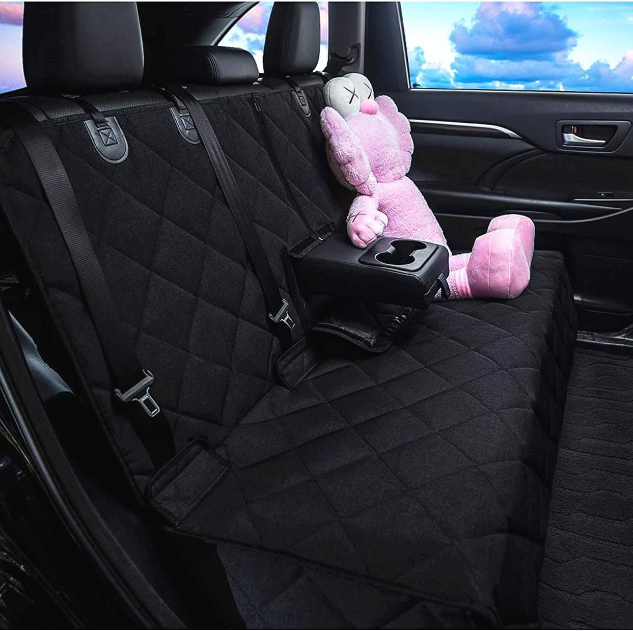 Bench Dog Car Seat Cover 100% Waterproof Heavy-Duty Nonslip Pet Car Seat Cover Protector for Fur & Mud Washable Backseat Dog Cover for Cars Armrest Compatible (Black EDG) (g3)