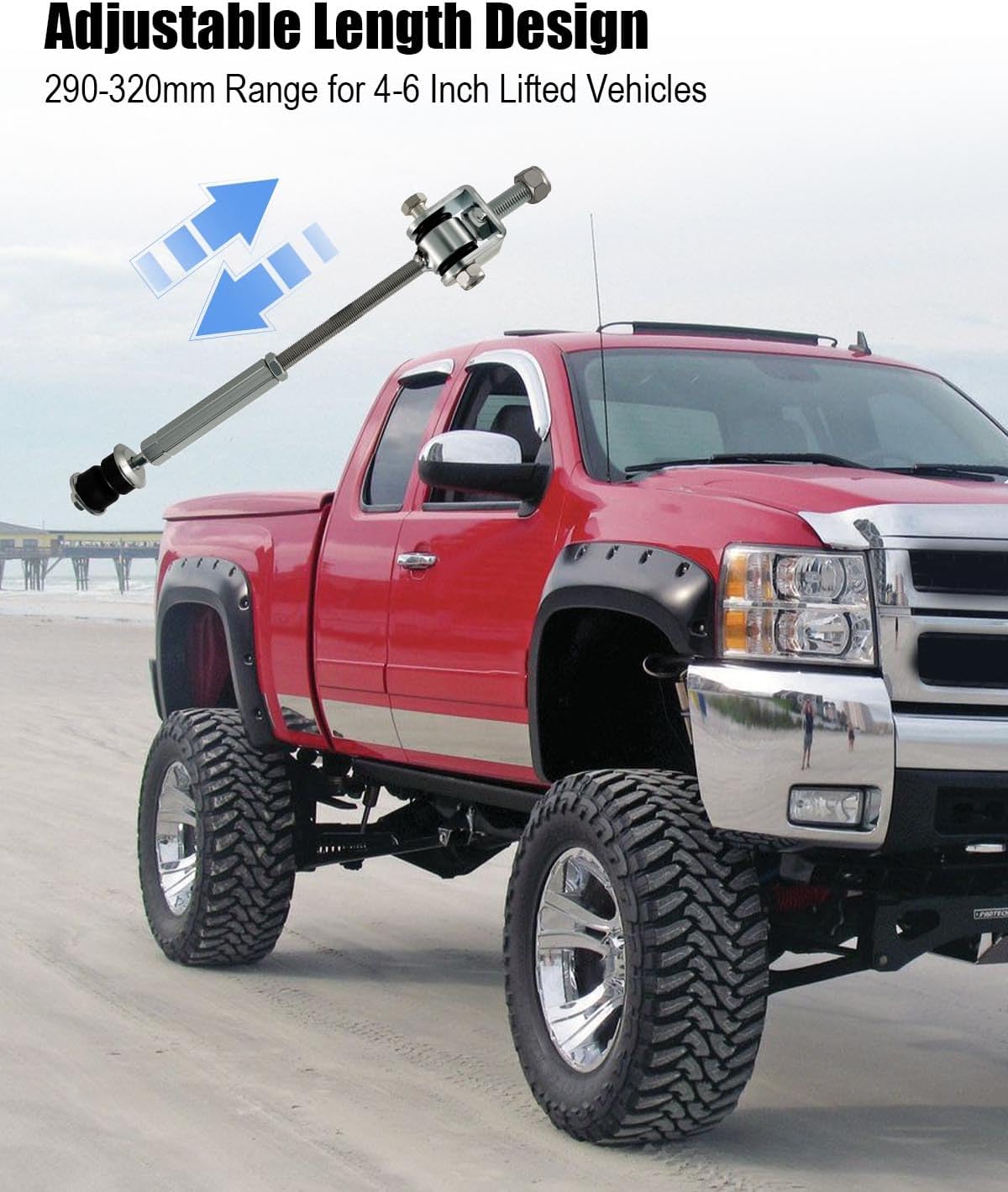 Sway Bar End Link Kit Adjustable 4-6" Lifted Fit for Chevy Silverado GMC Sierra 1500 1500HD 2500 2500HD 3500 Fit for Suburban 1500 Tahoe Yukon Avalanche