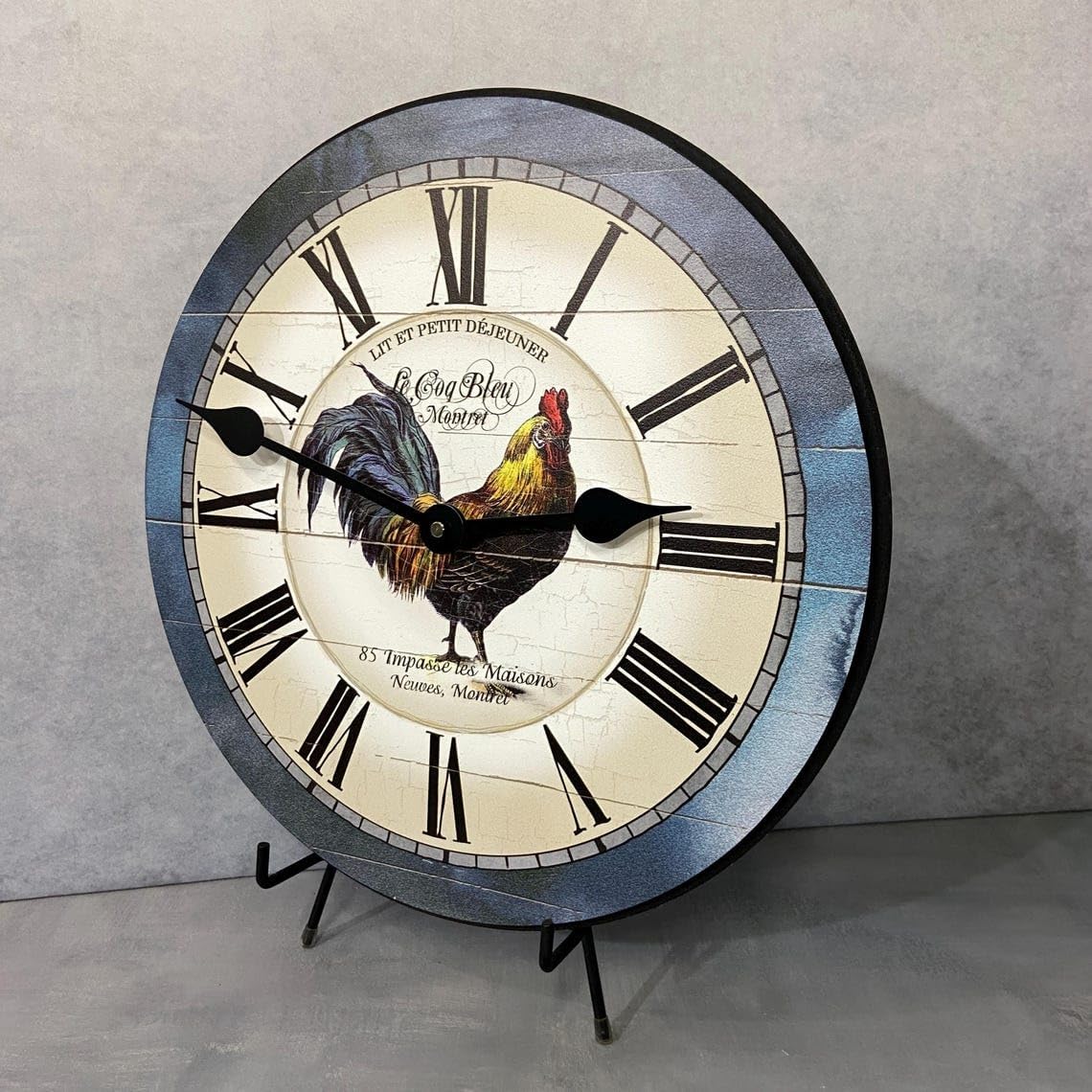 Carolina Blue Rooster Wall Clock | Ultra Quiet Quartz Mechanism | Hand Made in USA Beautiful Crisp Lasting Color | Comes in 8 Sizes | 12 Inch