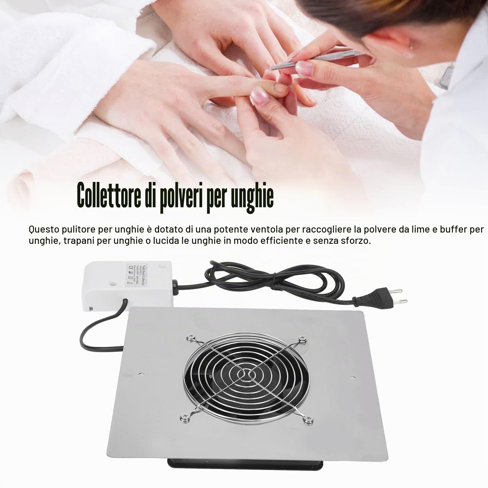 Aspirapolvere per Unghie Professionale da 60 W, Potente Aspirapolvere per Unghie Incorporato, Conveniente Attrezzatura per la Pulizia del Salone di Nail Art per Dispositivo per Manicure e Pedicure
