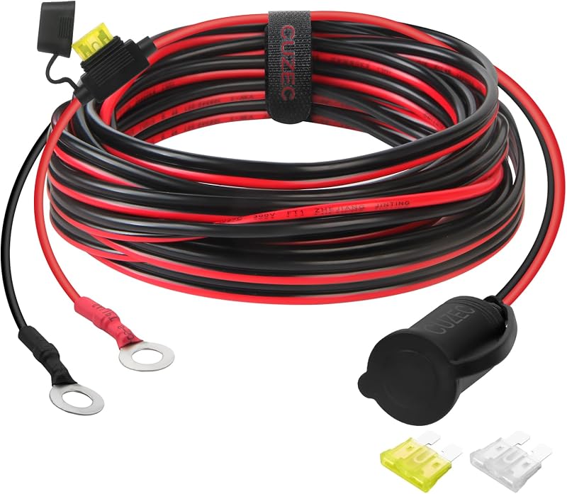 Tomada Adaptadora 12 V/24 V CUZEC com Terminal de Olhal, Cabo 14 AWG de 4,27 m – Kit