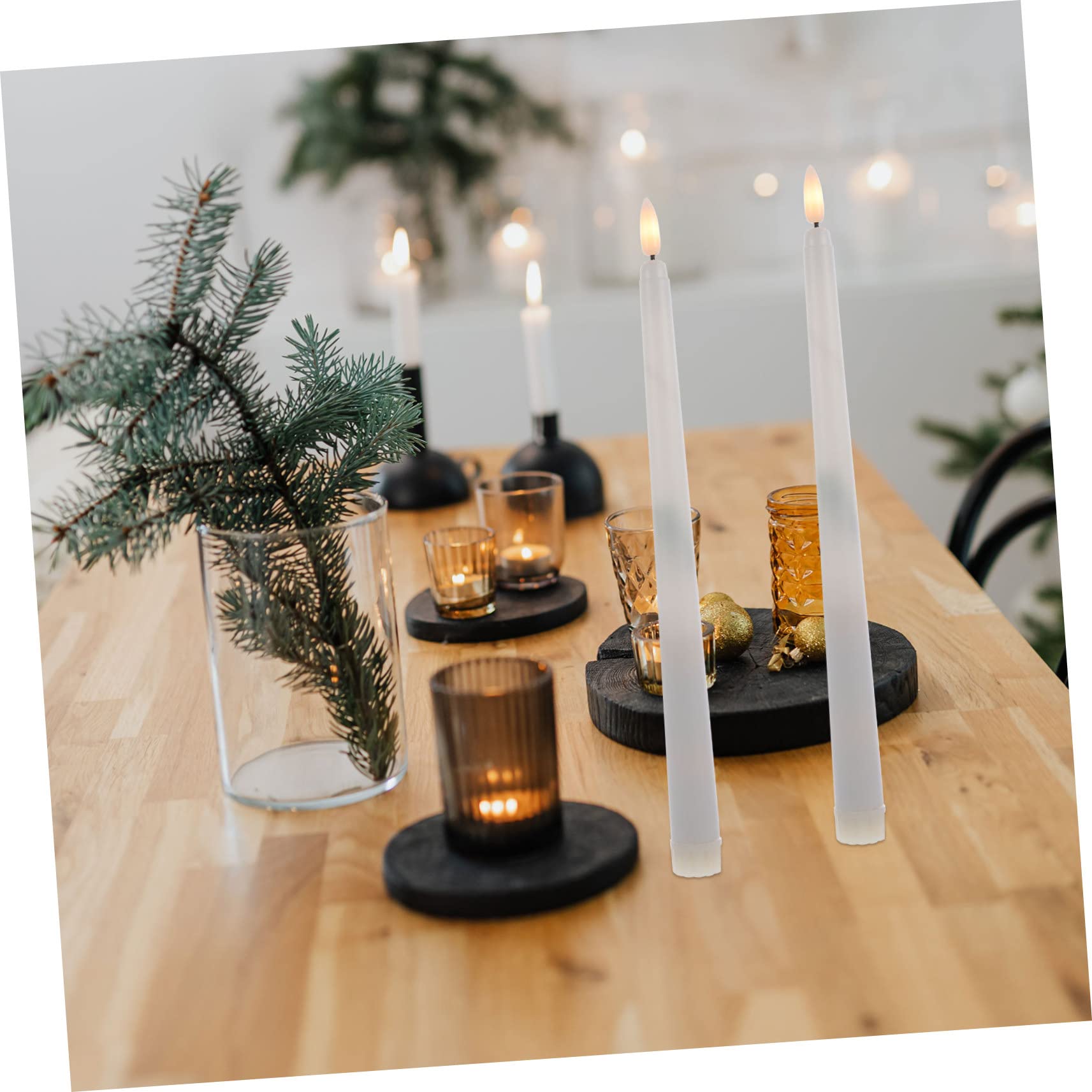Candele Taper senza Fiamma LED Bianche 6 Pezzi con Telecomando | Abs, Luce Calda 3d, senza Gocce e Profumo, per Piano e Scrivania, Effetto