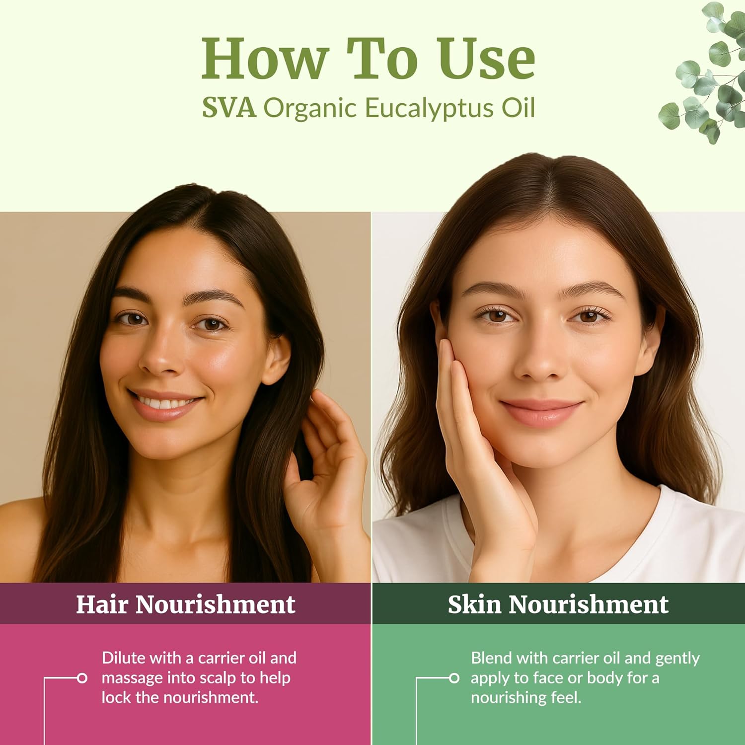 SVA Eucalyptus Essential Oil Organic – 4 Fl Oz – 100% Natural Organic Eucalyptus Oil - for Diffuser, Hair, Face, Skin Care, Aromatherapy, Scalp and Body Massage, Soap and Candle Making - with Dropper - Image 5