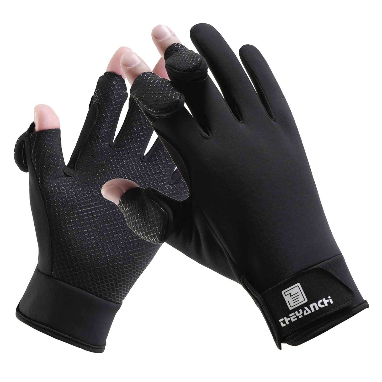 Winter Fingerless Fishing Gloves for Men & Women, Windproof Cold Weather Touchscreen Warm Motorcycle Cycling Gloves for Photography Hunting Ski Driving (Black, M)