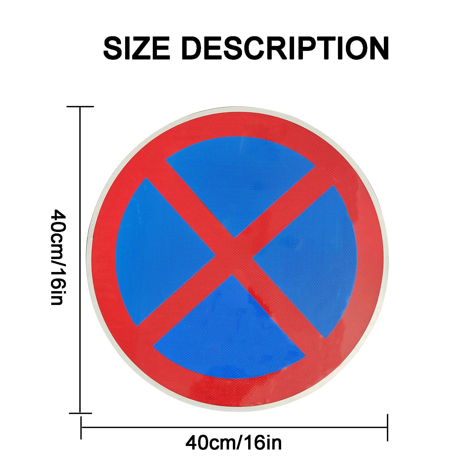 Señal de prohibido detenerse(2PCS),señal de aluminio reflectante de prohibido detenerse,resistente a los rayos UV y a la intemperie para calles y carriles de bomberos (Azul, 40cm)