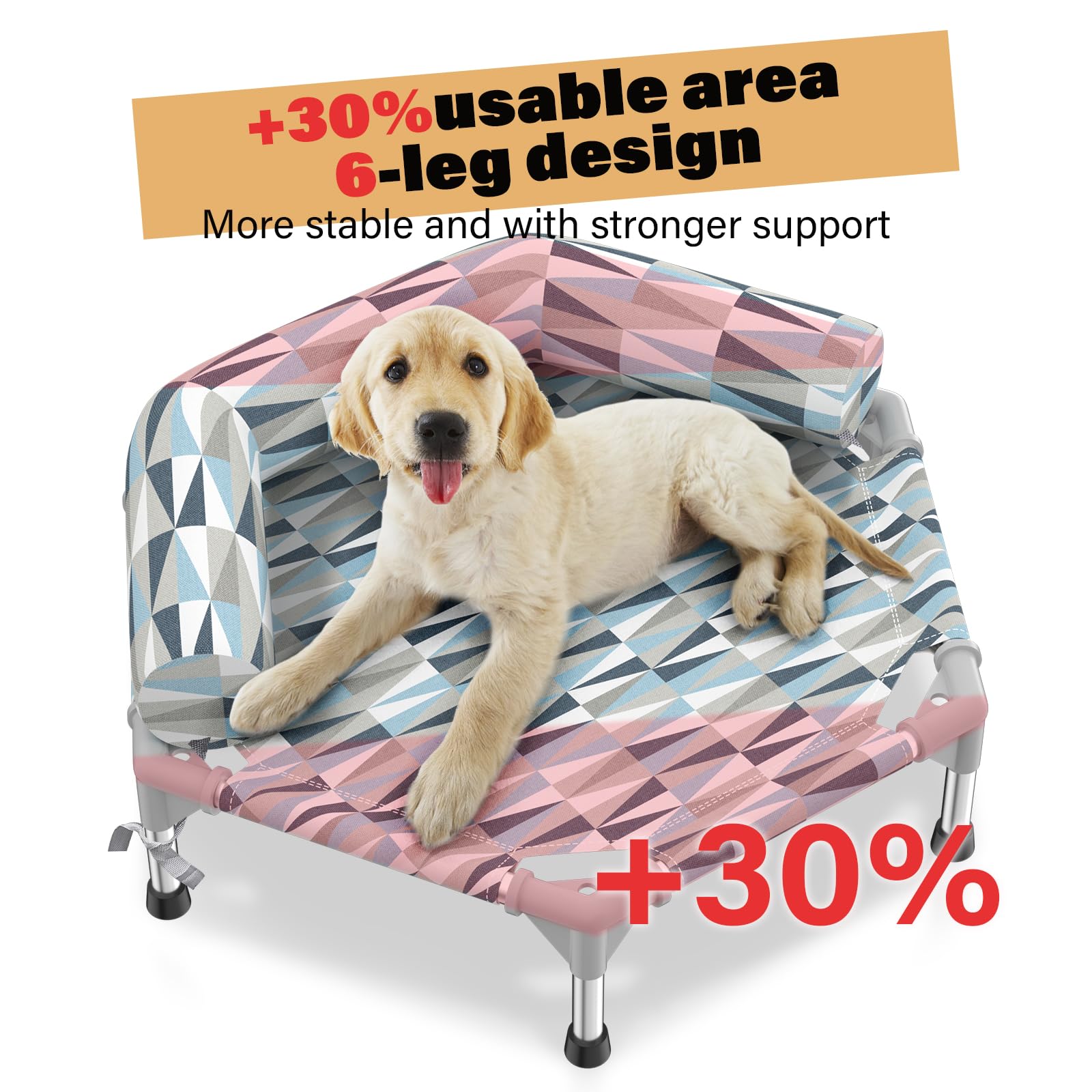 Cama ortopédica para perros, cama elevada refrescante para perros con marco de metal