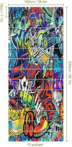 Miniatura 2 de Calcomanías modernas de grafiti en acuarela, calcomanías para escaleras para escaleras, abstracto, hip hop, ciudad, calle, pared, colorido graffiti,