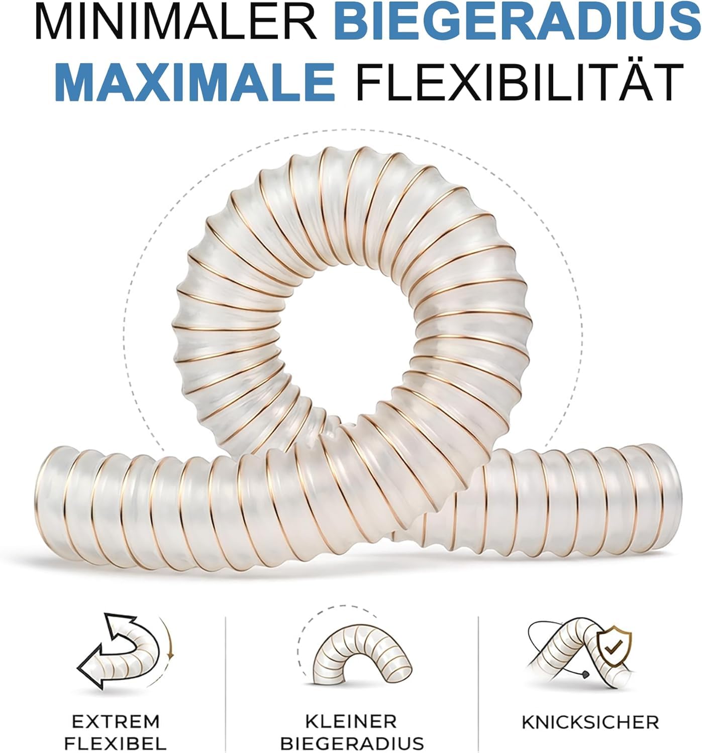 AWM Manguera de extracción, diámetro de 120 mm, transparente, 0,4 mm, manguera en espiral, difícilmente inflamable, manguera flexible (4 metros)