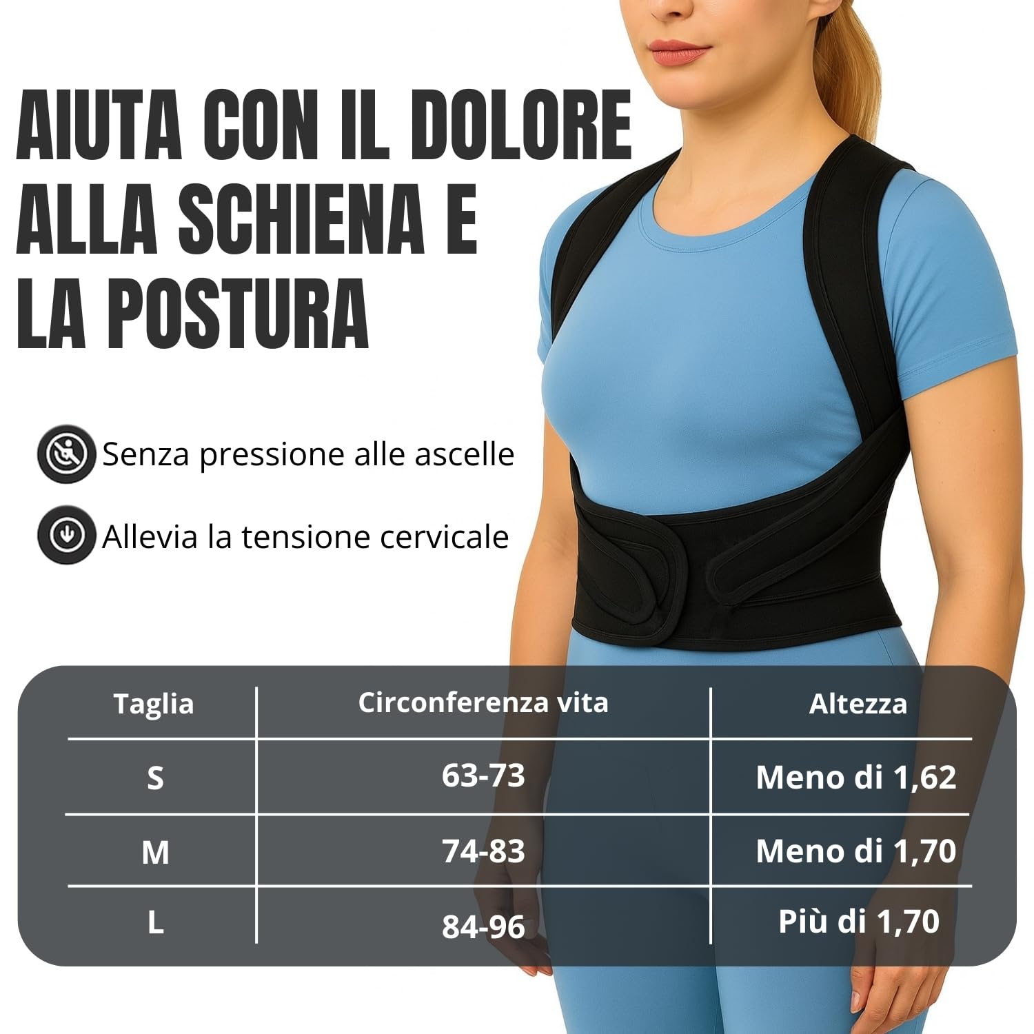 Roar® Busto correttore posturale uomo donna – Fascia posturale spalle e schiena – Raddrizza schiena e spalle – Dispositivo postura corretta traspirante regolabile
