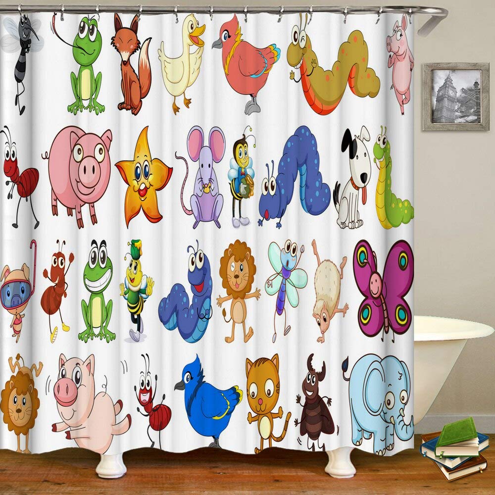 Duschvorhang Mit Niedlichem Mops-Motiv, Wasserdicht, 180x180 Cm - 3D-Hundedesign, Inkl. 12 Haken