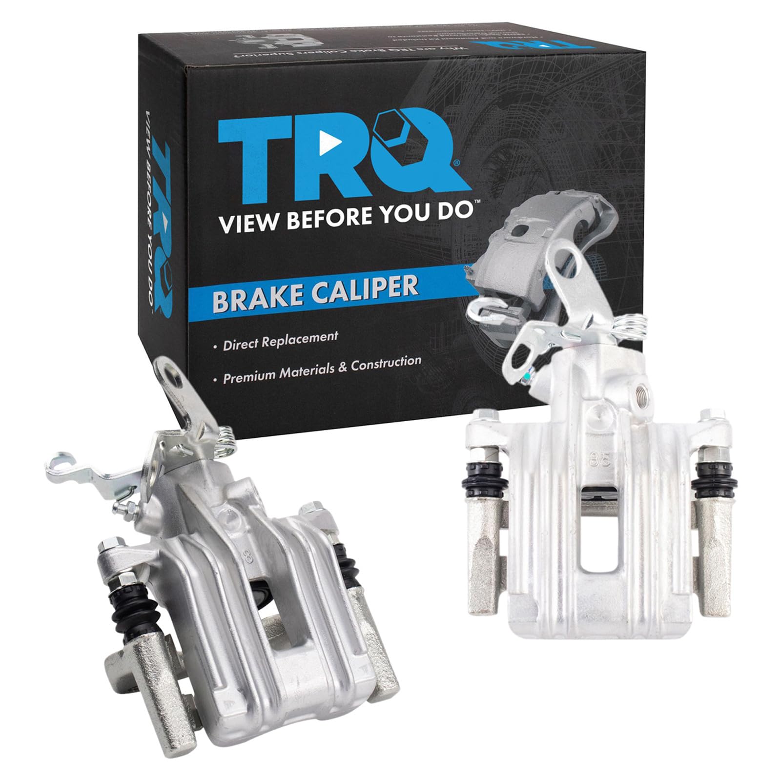 TRQ Rear Driver and Passenger Side Brake Caliper Set Caliper Brackets
