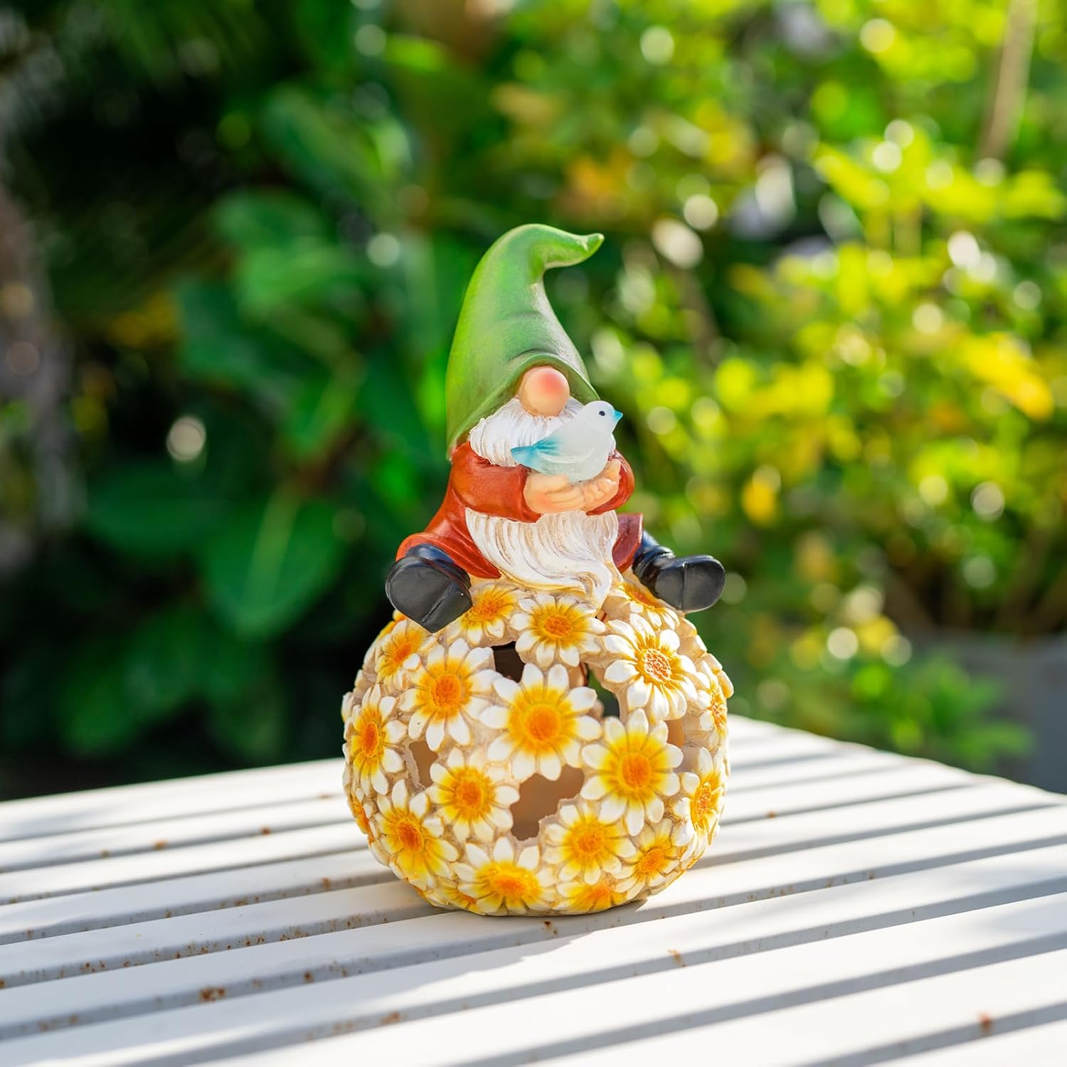 Solar Garden Gnome Statue Gnomes Statue with LED Lights Winter Ornaments Outdoor Yard Art Decorations for Home Patio Porch Lawn - Christmas Birthday Gifts for Mom Women - Image 2