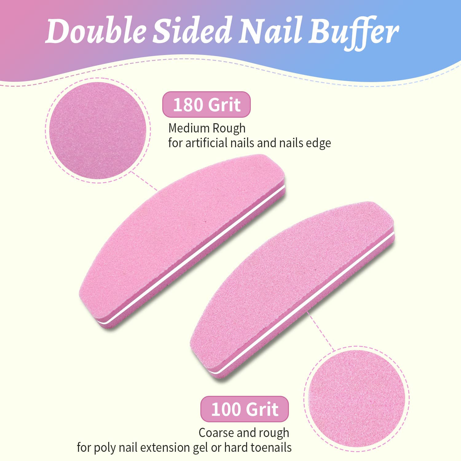 20 PCS Buffer per Unghie, Buffer Blocco per Unghie in Gel Acrilico Naturale, 100/180 Buffer Unghie Professionale per Levigatura per Smalto a Doppia Faccia (Rosa)