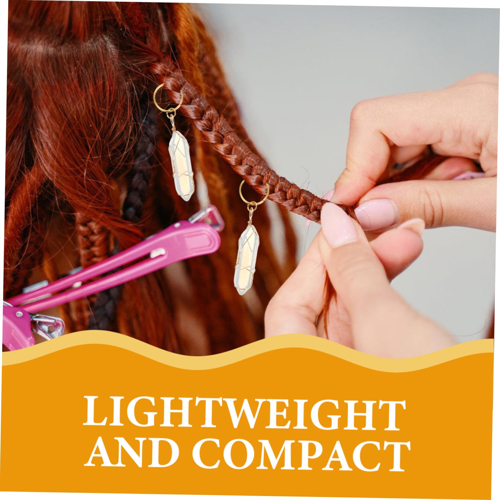NOLITOY 10 Piezas Accesorios para Pelucas Africanas Forma de Cristal Cuentas Cabello para Trenzas de Mujeres Decoraciones Cabello para Uso Diario Joyas de Cuentas Anillos