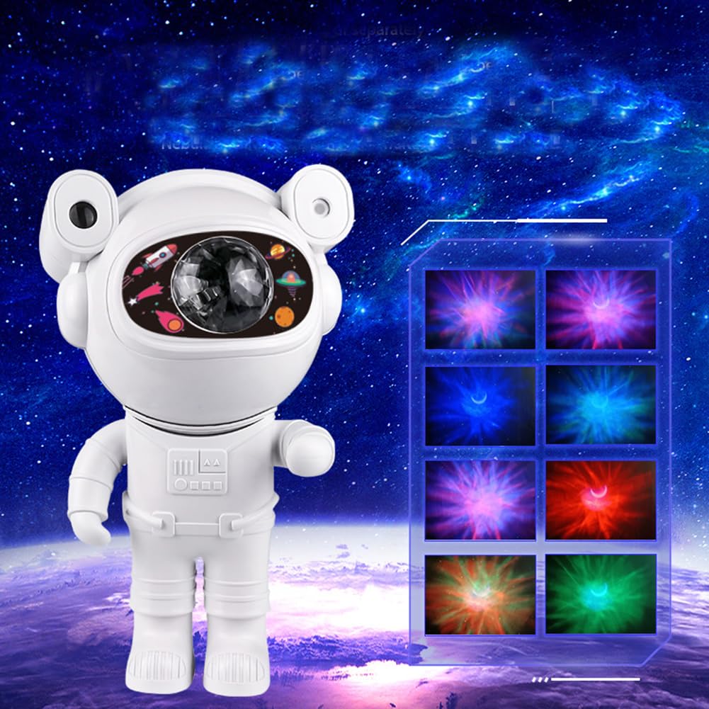 Astronaut Galaxy Projector, 360°Rotation 8 Modes Star Projector Night Light with Remote Control Bluetooth, USB Space Buddy Projector for Bedroom Living Room, Gifts for Kids Adult (B)