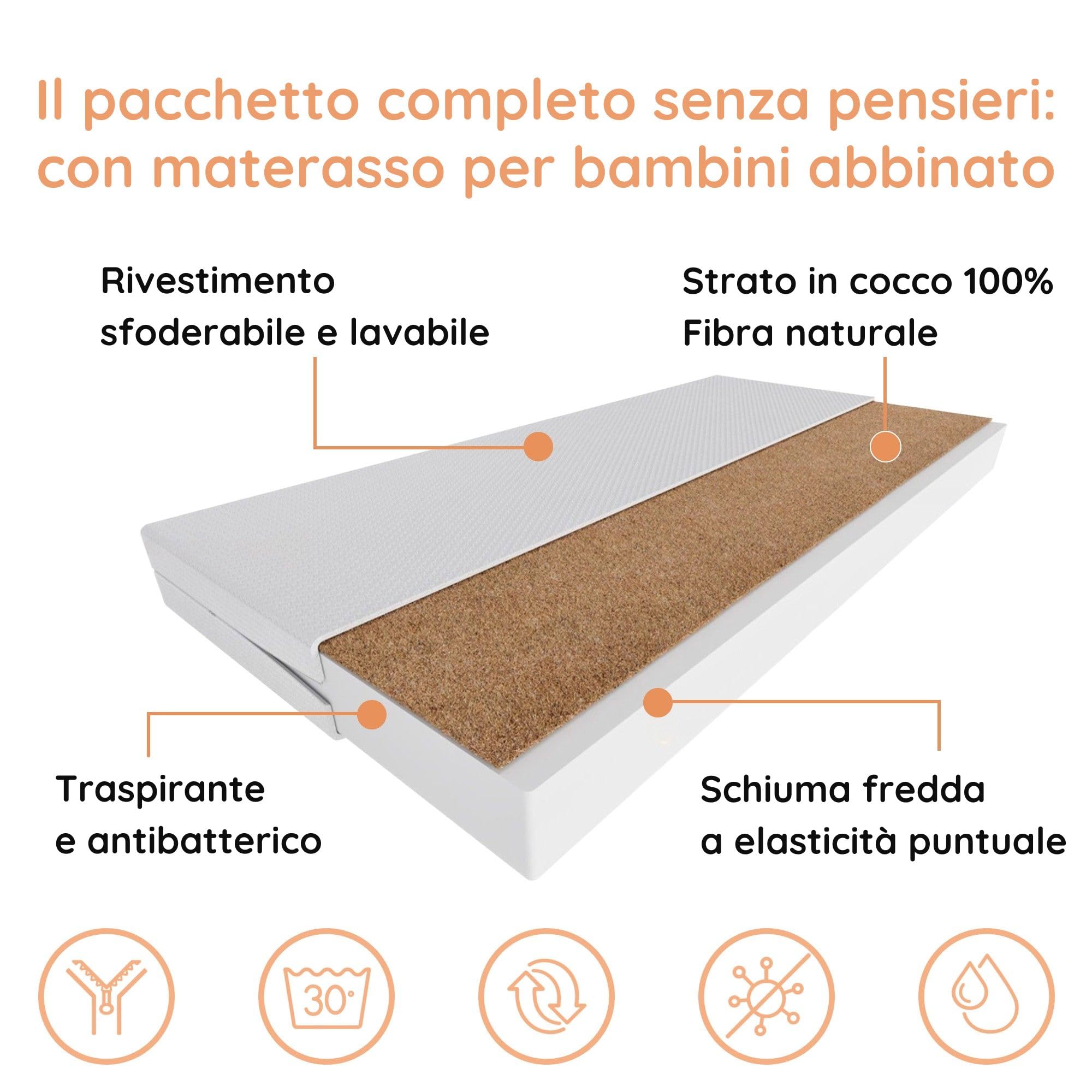 Lettino con materasso 80 x 160 cm, lettino per bambini con rete a doghe 80 x 160 cm, letto per bambini da corsa Spider