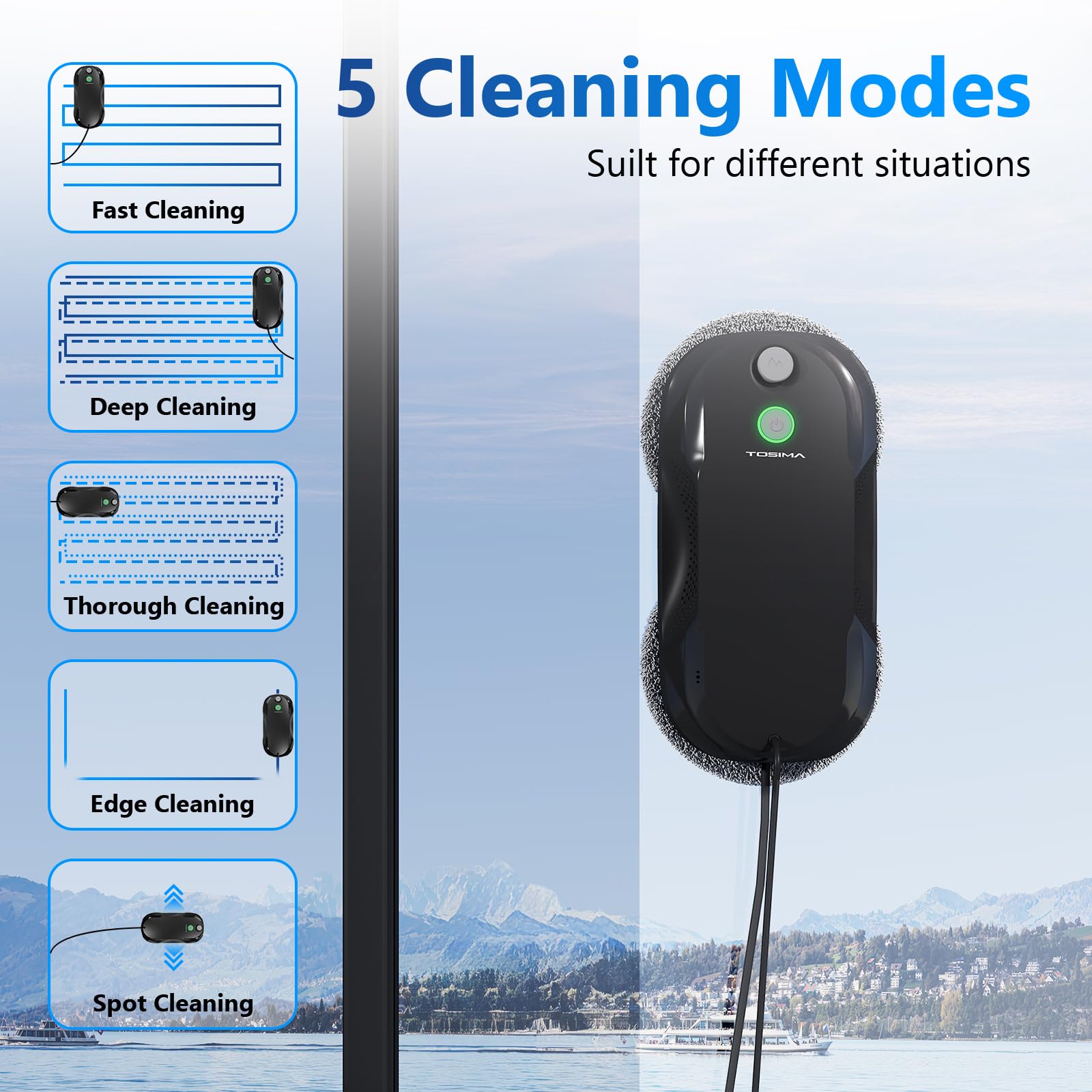Tosima W5 Window Cleaning Robot, Dual Direction Auto-Spray Smart