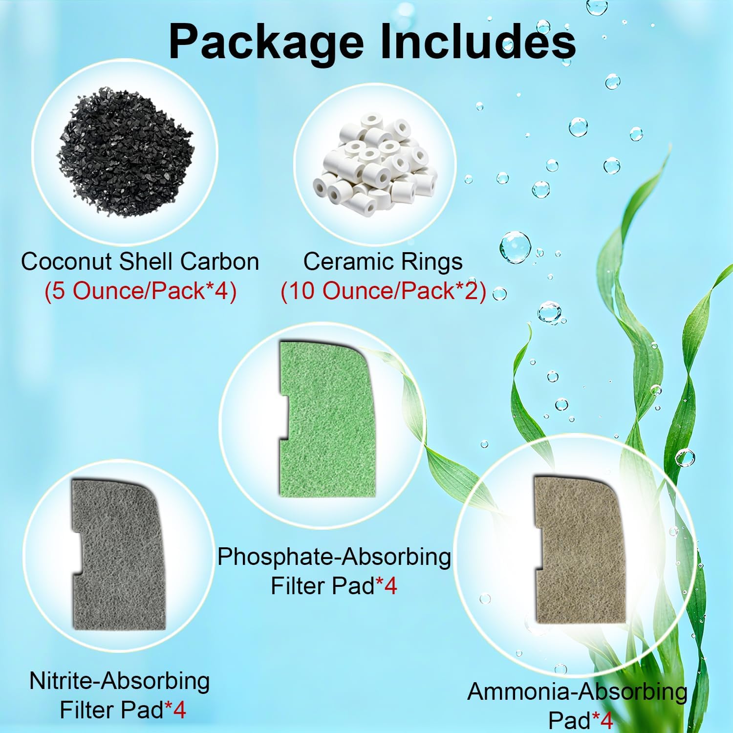 46-Pack Filter Media Kit Replacement for Fluval 406/407 Canister Cilter, Includes Nitrite, Phosphate & Ammonia Absorbing Pads