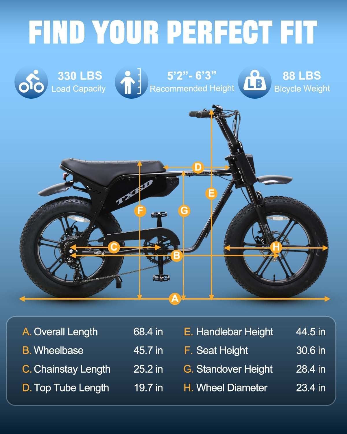 Electric Bike for Adults, 1500W Peak Motor, 20" x 4.0" Fat Tire Ebike, 48V 15Ah Removable Battery, Up to 50 Miles Range, 28 MPH Max Speed, Shimano 7-Speed
