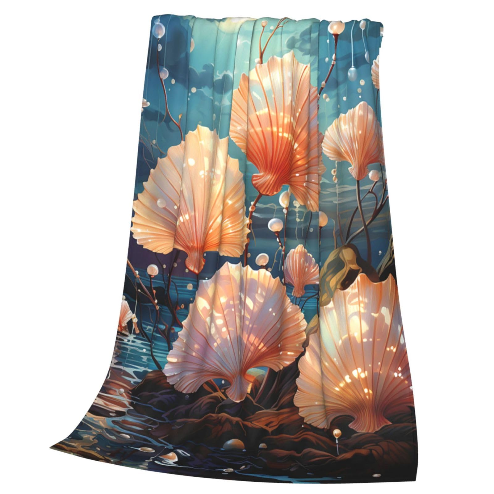 Couverture flanelle coquillage contre le froid plaid léger canapé