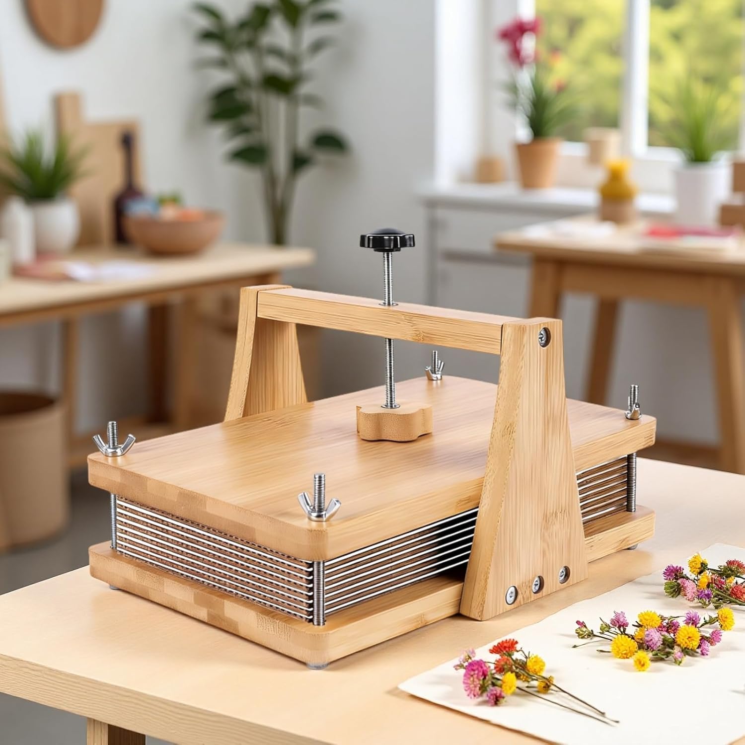 11 X 7.1 in Wooden Flower Press Kit with Accessories, Large Multi-Layer Herbarium Press for Plant Specimen, for DIY Art & Craft
