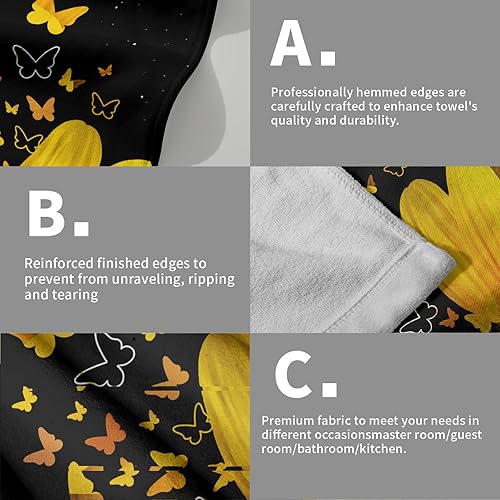 Vista 469 de Giwawa Juego de 2 toallas de mano de hojas marrones, toallas de baño bohemias suaves y delgadas, altamente absorbentes, decorativas, para cocina