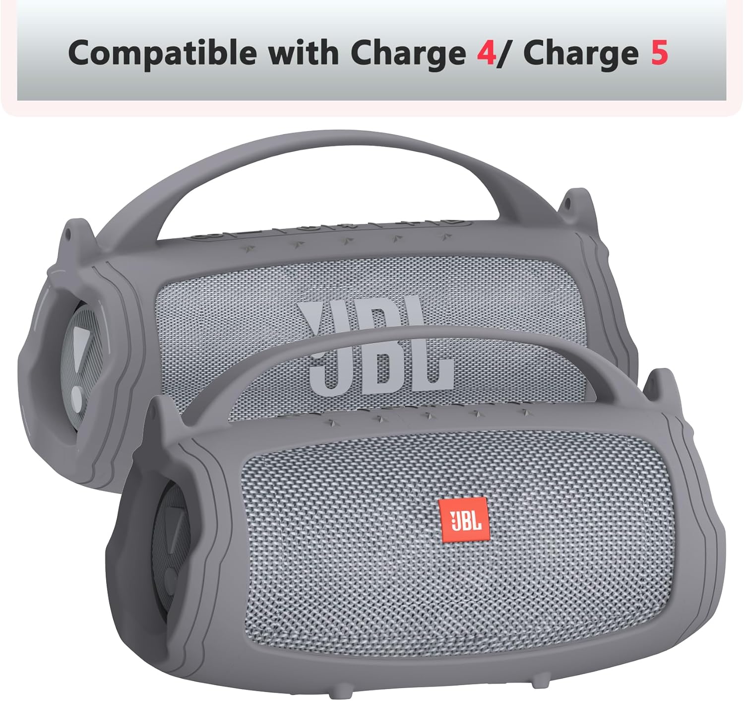 JCHPINE Silicone Cover and Hard Travel Case for JBL Charge 4 / Charge 5 Portable Bluetooth Speaker Accessories (Gray Case, NOT for Wi-Fi Version) - Image 6
