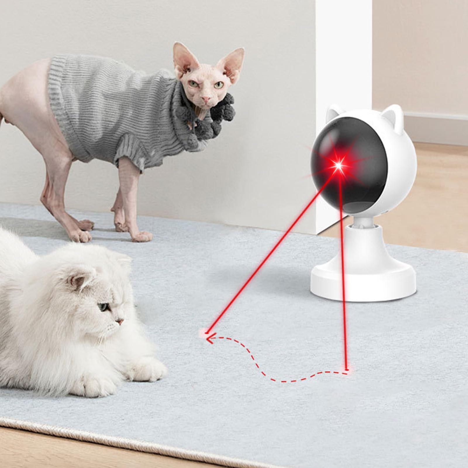 Interaktives Katzenspielzeug Automatisch | Katzen Laser Spielzeug Mit Echter Zufälliger Trajektorie | Laser-Katzenspielzeuge | Elektrisches Katzenspielzeug für Katzen/Kätzchen/Hunde