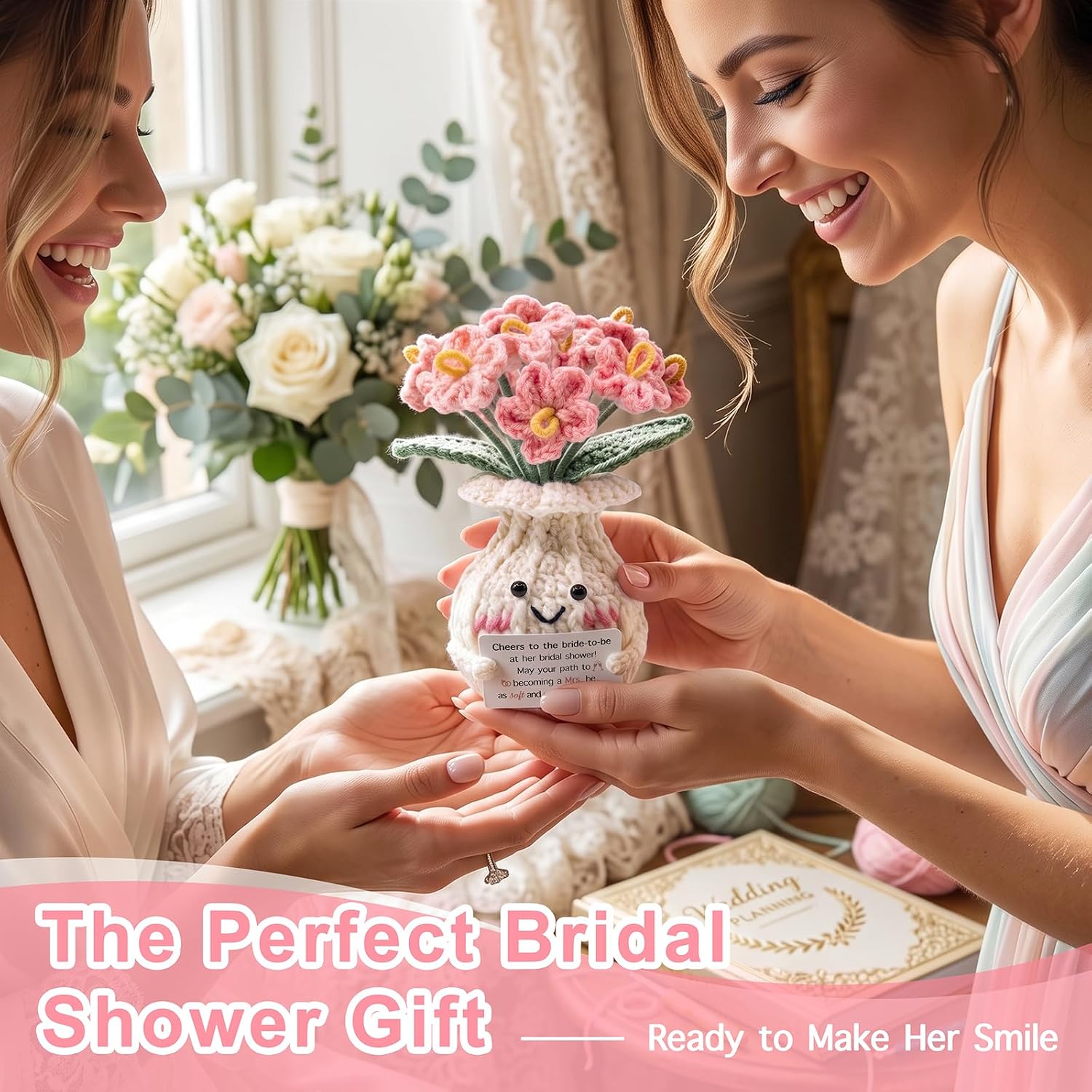 Cute Bridal Shower Gifts for Bride to Be, Crochet Knitted Flowers