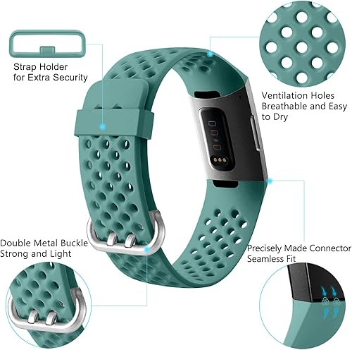 Miniatura 8 de Maledan Bandas compatibles con Fitbit Charge 3Charge 4, mujeres y hombres, correa deportiva transpirable de repuesto con agujeros de aire para