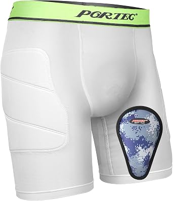 Youth Compression Sliding Shorts with Protective Cup,Padded Sliding Shorts for Baseball Football Lacrosse